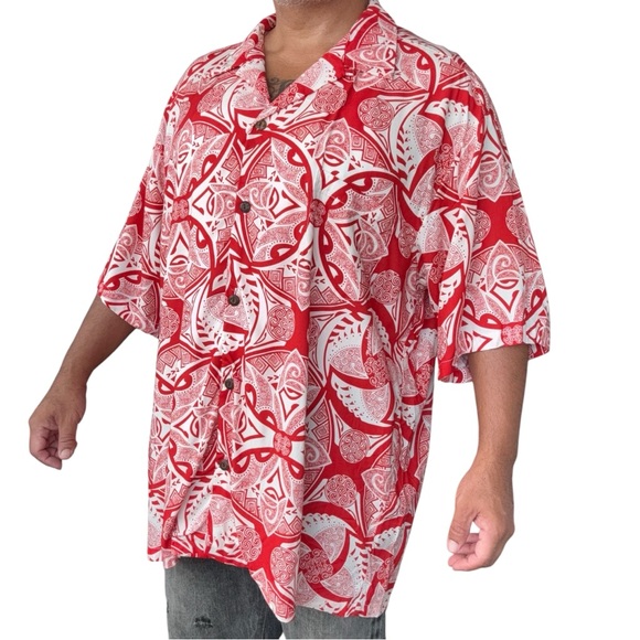 Manuhealii men’s shirt full button rayon 2XL - Picture 2 of 7